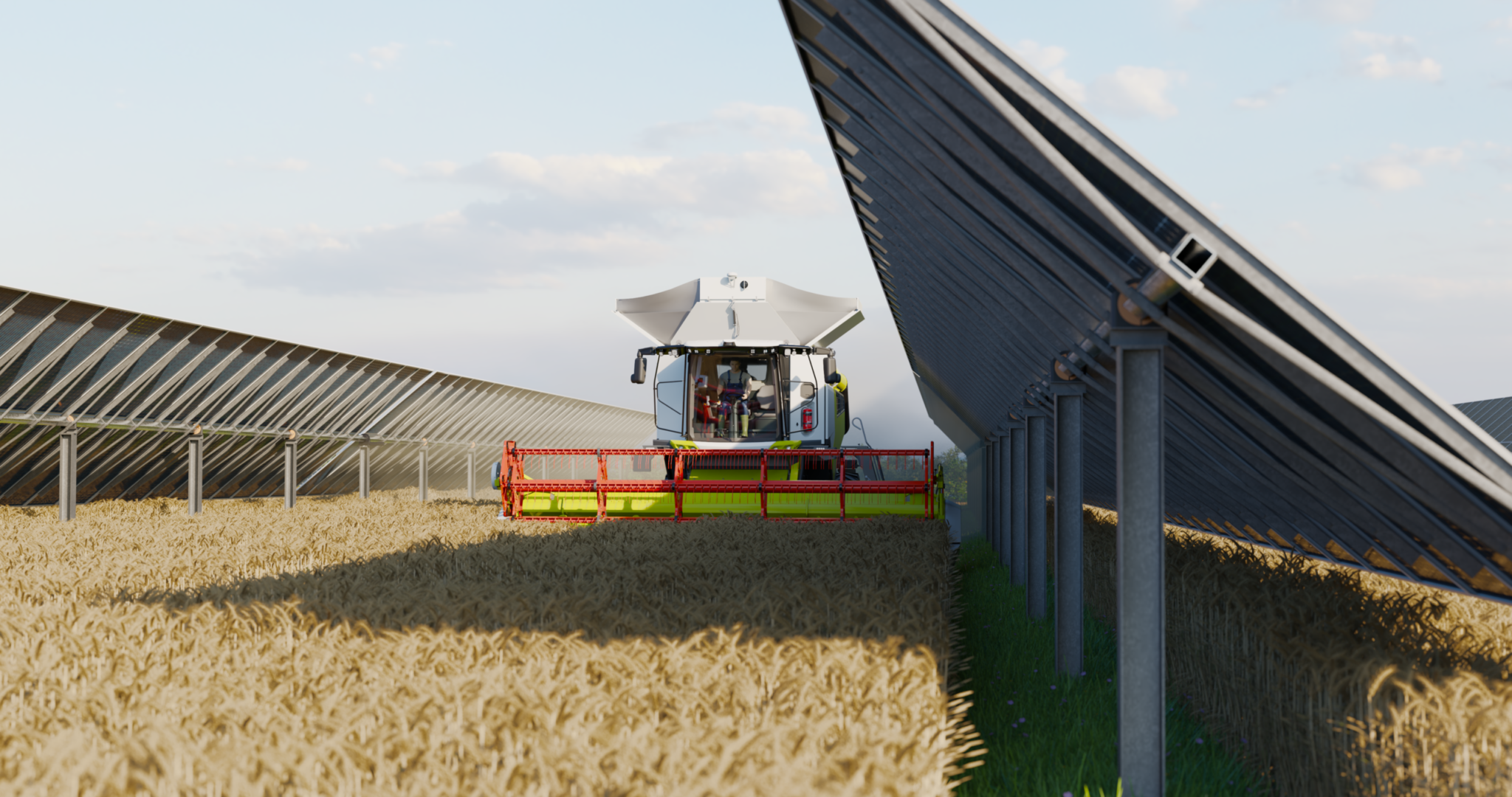 Moissonneuse agrivoltaïsme